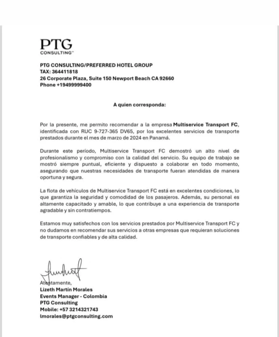 Carta de recomendación
